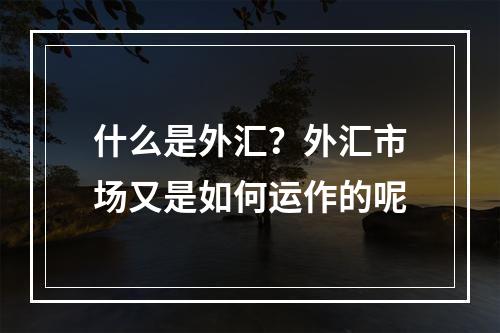 什么是外汇？外汇市场又是如何运作的呢